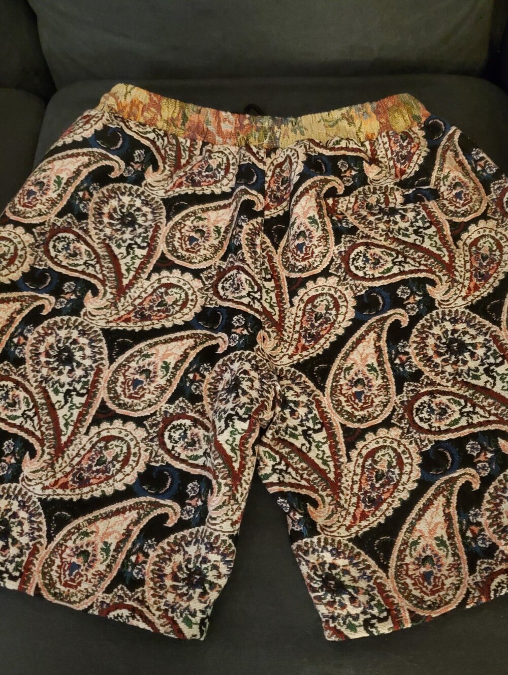Patchwork Tapestry Shorts with Floral, Chevron, and Paisley UNISEX - Picture 5 of 6